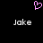 Pixelated pink heart symbol above two instances of the name 'Jake' in white pixelated text on a black background.