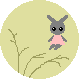 Animated contact sheet of a gray rabbit in pink dress with white cloud-like effects across 8 frames on yellow circular backgrounds.