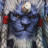 Pixelated static image of a blue-skinned character with red shoulder accents and dark hair, set against a blurred background.