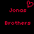 Red pixelated text and a heart symbol on black background, with 'Jonas' above 'Brothers' in two side-by-side arrangements.