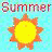 Pixel art summer-themed contact sheet showing three frames of a beach scene with sun, palm tree island, and umbrella on sand.