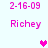 Pixelated pink text and heart symbols on a light blue background with repeated date and name elements.
