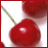 Animated sequence showing red cherries with green stems on white background, transitioning from solid cherries to text "POP me" with partial text "pui me" and star-like shapes.