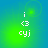 A four- of identical pixelated text icons on a blue-green gradient background, each displaying 'i <3 cyj' with a subtle glow effect
