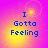Four identical display blue text "I Gotta Feeling" on a gradient background shifting from purple to yellow with circular light effects