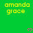Green background with yellow text 'amanda grace' repeated across the image and pink pixelated hearts scattered throughout.