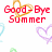 Pixelated red text reads 'Good-Bye Summer' and 'Hello DRAMA', surrounded by multicolored heart outlines on a white background.