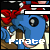 Animated pixel art of a blue pirate character with red bandana, white shirt, brown pants, and black eye patch, displaying mouth movement across frames.