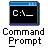 Two side-by-side pixelated command prompt windows with black screens, blue borders, and white text showing 'C:\_' on the left window and 'C:\