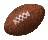 Brown football-shaped icon with white laces, rotating through four distinct angles against a gray background.