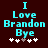 Pixelated cyan text on dark brown background reads "I Love Brandon Bye" with five white plus signs below, one gray plus sign in the middle.