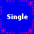 Blue background with red dotted border and star motifs, four instances of the word "Single" in white pixelated text arranged symmetrically.