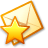 A pixelated yellow star with orange outline overlaid on a light beige triangular shape with orange border on gray background.