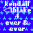 Blue background with light blue stars, white text repeating 'kendall', '<3blake', '4 ever & ever' in a pattern