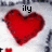 A pixelated red heart shape with a small red square in the bottom-left corner, overlaid with black text reading 'ily' on a light gray background.