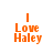 Animated orange text 'I Love Haley' with shifting horizontal bars across the text in four