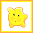 nine pixel-art star icons with orange borders, showing varied expressions and text phrases on white backgrounds