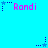 Pixelated blue background with repeated pink 'Randi' text and star-shaped icons in various positions.