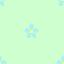 Light green background with scattered light blue flowers featuring yellow centers, no visible motion or text.