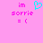 Pixelated pink background with cyan heart symbol above pink text reading 'im sorrie = (' on both sides of the heart.