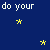 A static frame from an animated contact sheet showing a blue background with yellow stars and text fragments including 'do your', 'trick', 'turn on', and two instances of 'the stars' in white and yellow pixelated fonts.