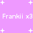Purple background with white pixelated stars and repeated text "Frankii x3" in two horizontal