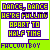 Animated contact sheet of 11 frames showing a repeating text-based animation with purple and yellow pixelated text on white background, framed by bright green borders.