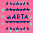 Pixelated pink background with repeating dark blue horizontal lines and turquoise square accents, featuring three instances of the text "MARIA" in dark blue block letters.