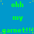 Blue background with green text repeating 'ohh my gament!!!' in a pattern, scattered yellow dots