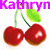 Animated cherry cluster with green leaves and brown stems, repeated across a of four and four on white background