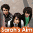 Animated collage of six pixelated images featuring young people with text overlays like 'Sarah's Aim' and 'I Love Sarah', including a red heart symbol.