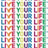 repeating pixelated icons featuring stylized letters in rainbow colors with a gray rectangle overlay