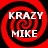 Four identical red and black spiral patterns with white text reading "KRAZY MIKE" overlaid on each spiral.
