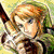 Six pixelated character portraits arranged in a , including Link from The Legend of Zelda and Princess Zelda, with one green displaying text