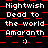 A static digital image displays repeated text in white pixelated font on a black background with red checkered patterns, showing 'Nighthwish', 'Dead to the world', 'Amaranth', and ')'.