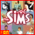 Pixelated 'Sims' logo with pink accents over character , red border, and yellow 'FAN' text in bottom-left corner