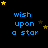 Blue text 'wish upon a star' on black background with yellow and brown stars, arranged in three of four icons each