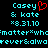 Pixelated cyan text on black background with red heart symbol replacing 'y' in 'Casey' on left side, repeated text on right side.