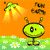 Green pixelated alien with two antennae stands on grassy field under orange sky, with UFO emitting light beams above and 'FUN EARTH' text.