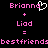 Pixelated text displays 'Brianna' with a heart symbol, '+' sign, 'Liad', '=', and 'bestfriendsbestfriends' in pink on black background.