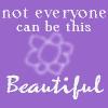 Static purple buddy icon with white text and a blurred flower-like symbol in the center.
