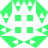 Green pixelated icon with symmetrical design featuring four squares in the center and leaf-like shapes surrounding them.