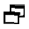 Black and white pixelated icons of overlapping rectangles in various orientations across four