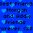Blue background with repeating light blue heart shapes and black pixelated text reading "Best Friend3 Morgan and Addie Friends forever <3>" in a pattern