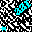 Static pixel art featuring repeating cyan '201' text and star shapes on a black-and-white patterned background.