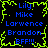 Static pixel art displays blue text names and 'BFF!!!' inside a bright green jagged border on black background.