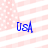 Four identical display a pink and white striped background with blue text reading "Usa" in each