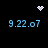 Pixelated blue text '9.22.o7' appears in four corners of a black background, with white pixel clusters forming heart and starburst shapes at top center and top right.