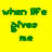 Yellow background with green text reading 'when life gives me I make...' next to two images: lemons and beef stew.