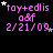 identical pink text elements on a black background, each containing 'tay+edis', 'a&f', and '2/21/09', with white and gray stars scattered around